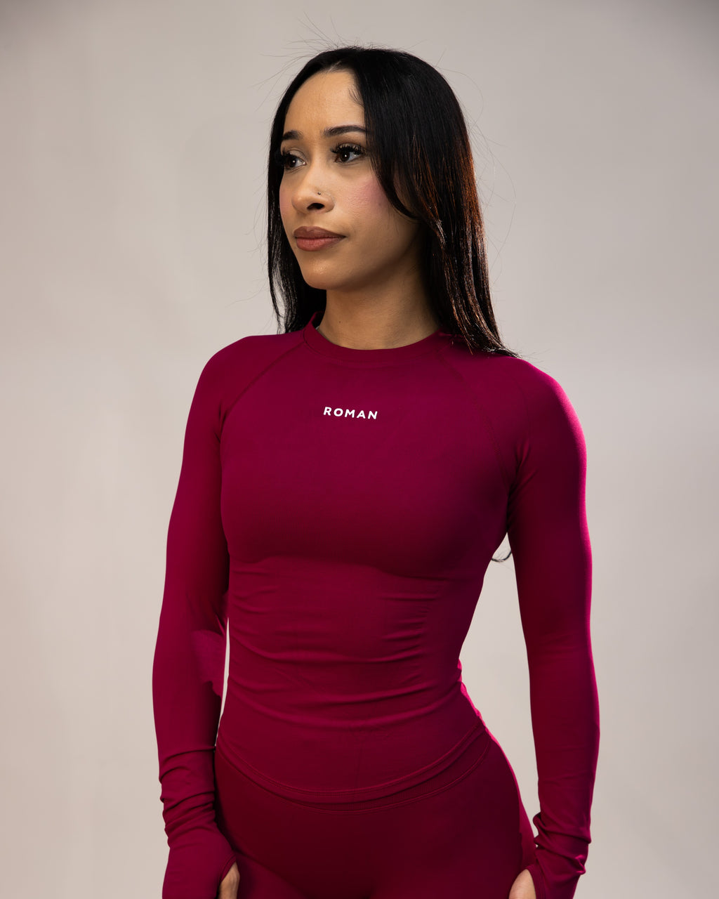 Stone Long Sleeve Top Raspberry 1