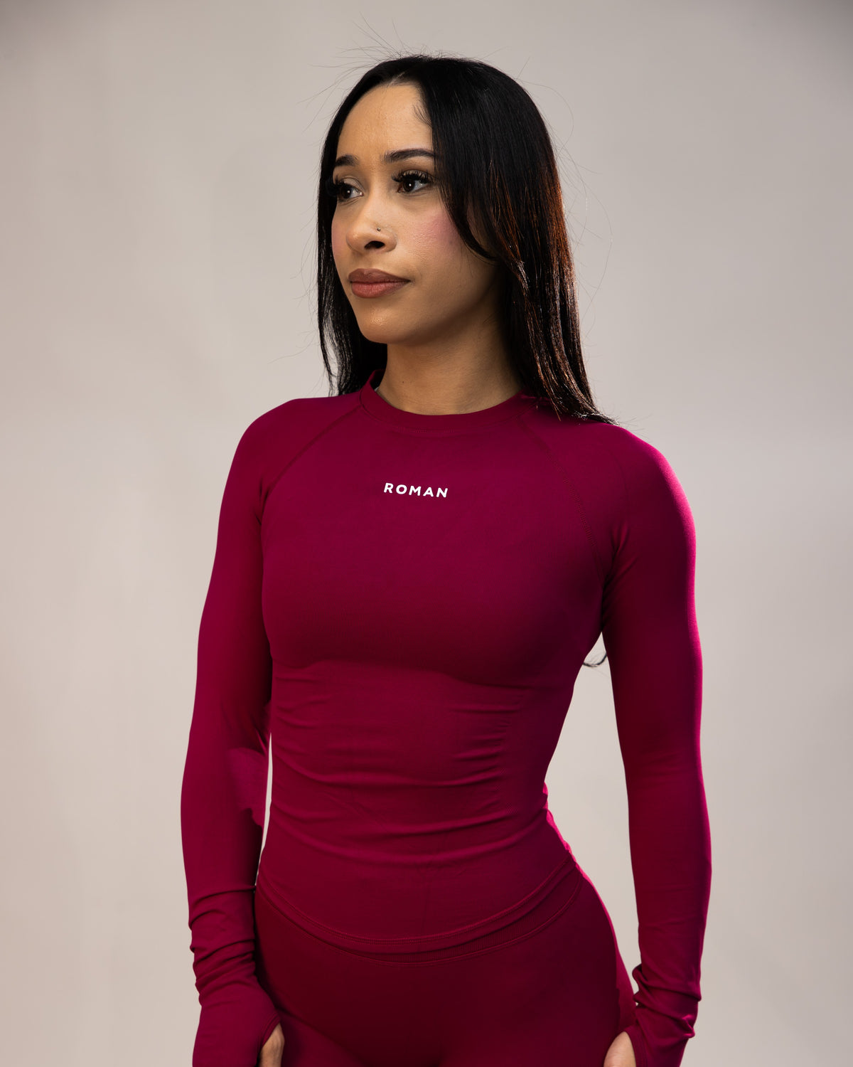 Stone Long Sleeve Top Raspberry 1
