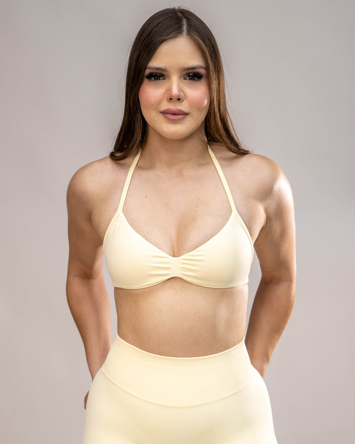 Stone Minimal Halter Bra Butter Yellow 2